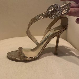 Jimmy Choo rare gold python sandals
